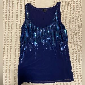 Blue Express sequin top, size medium